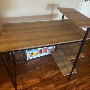 A bowl, a tall lamp, a desk (some nicks/little wonky), a vase, and an organizer